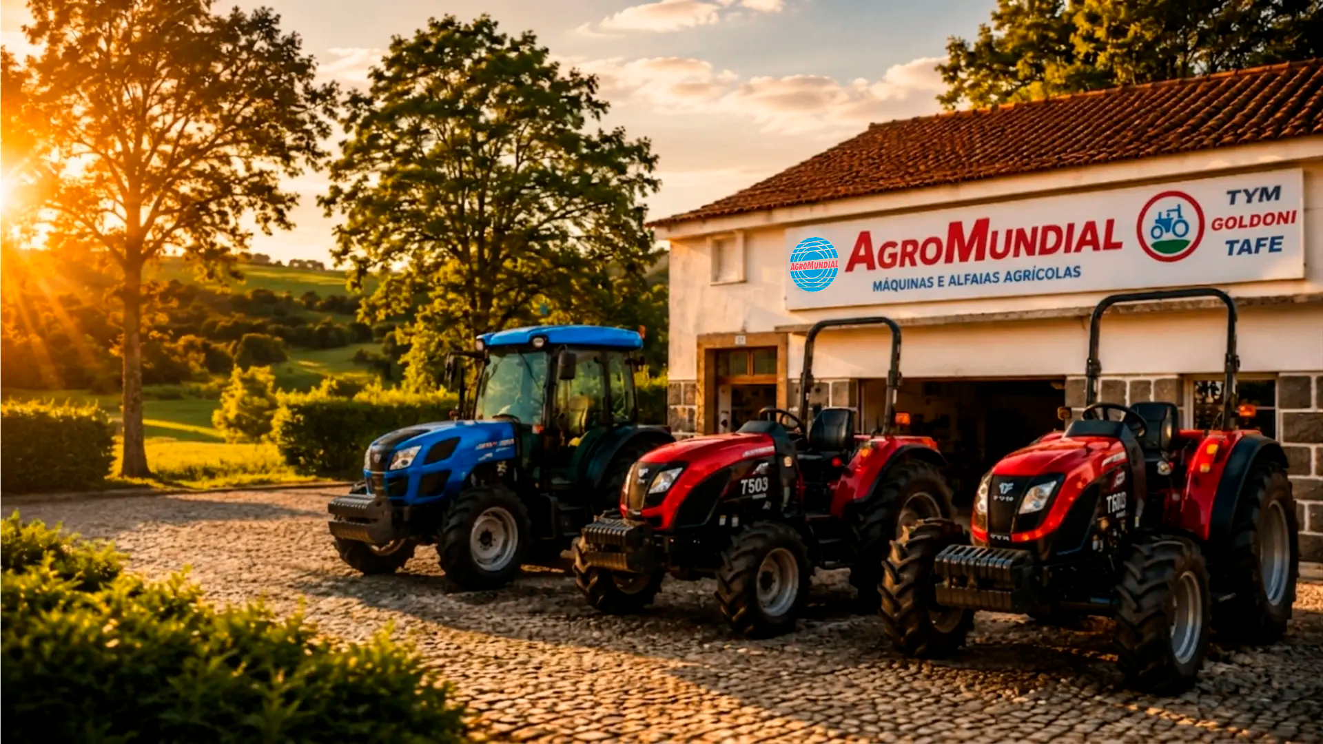 Tratores e máquinas agrícolas expostos nas instalações da Agromundial